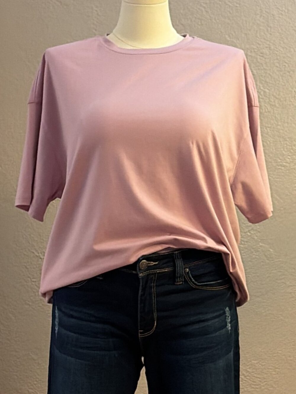 NEW Pink Oversized Tee Shirt Drop Shoulder Relaxed Fit Size XL
